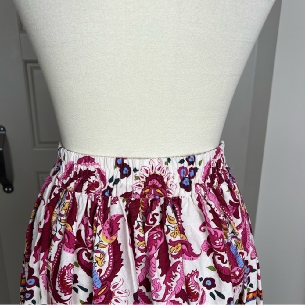 Caroline Constas Floral Paisley Linen Blend Midi Skirt Vacation Resortwear Sz M‎ - Picture 8 of 10